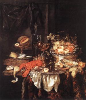 Abraham Van Beyeren : Banquet Still-Life with a Mouse